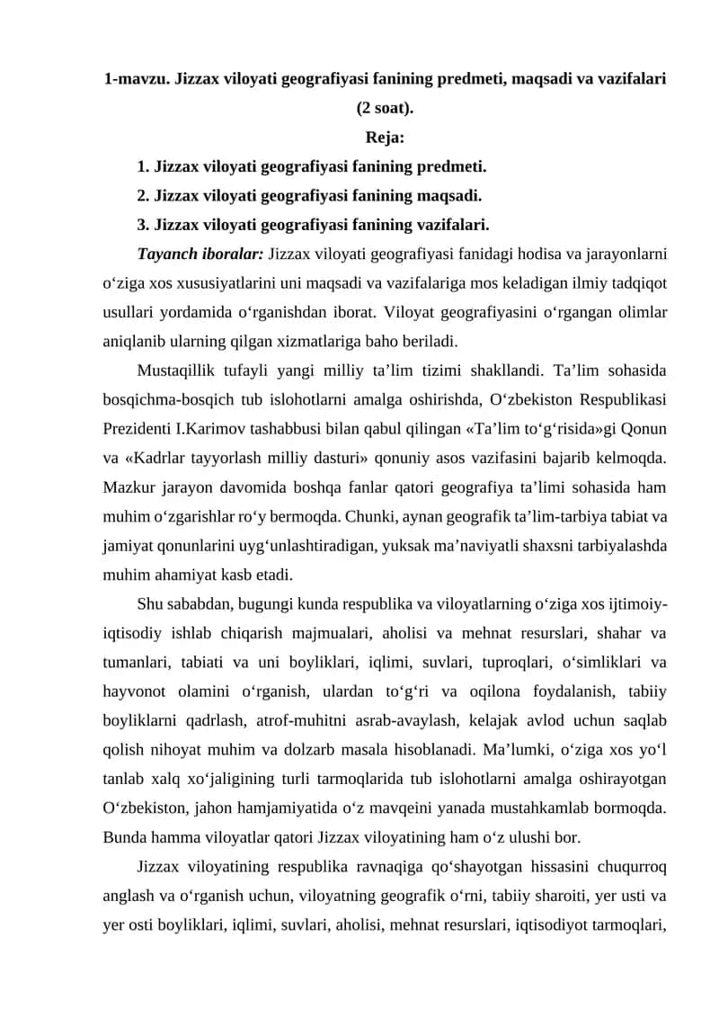 Jizzax viloyati geografiyasi 1