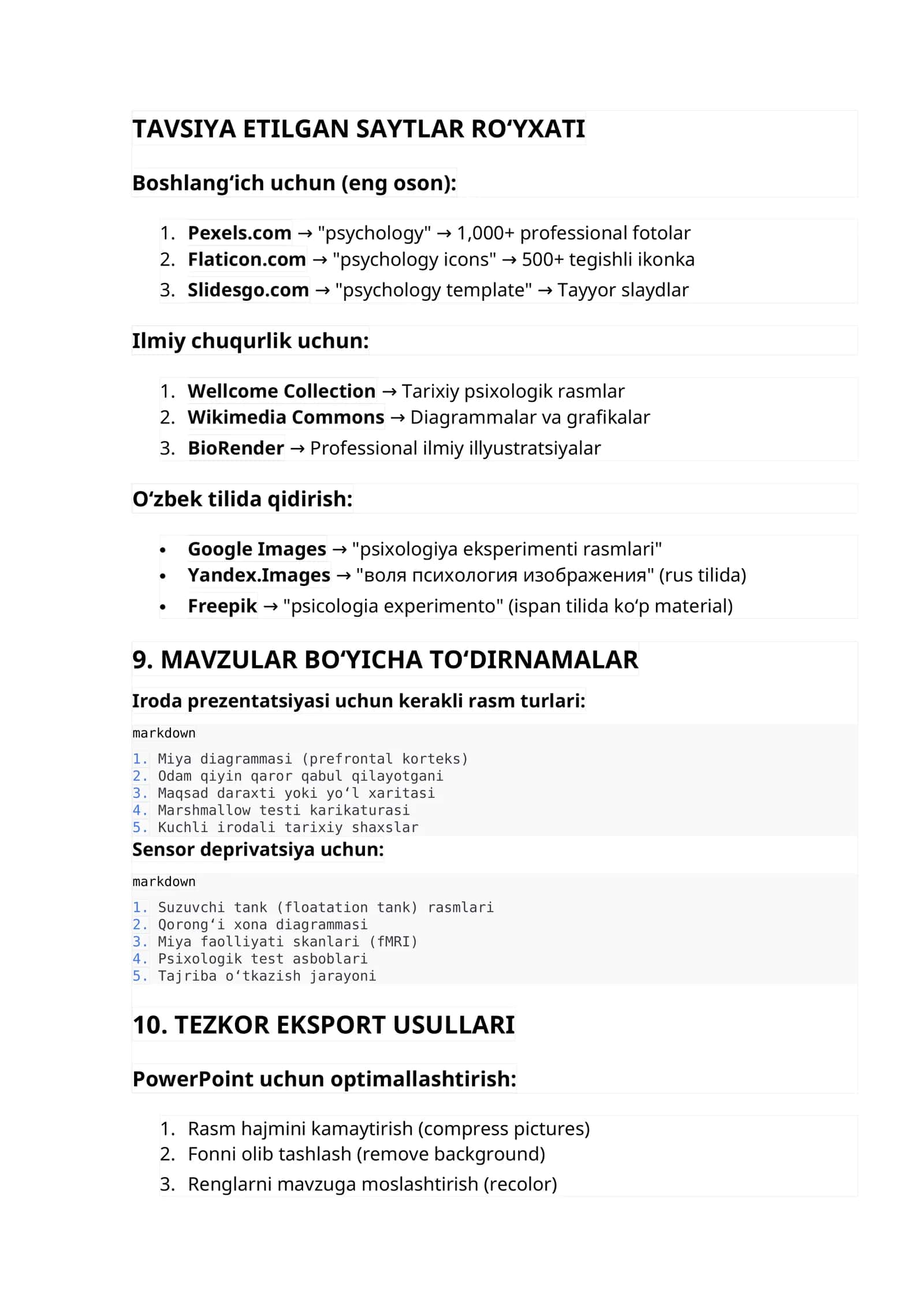 MAVZULAR BO‘YICHA TO‘DIRNAMALAR 1