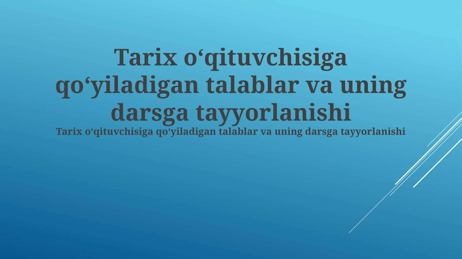 Darsga tayyorlanishi 1