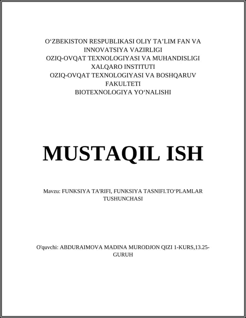 BIOTEXNOLOGIYA YO‘NALISHI 1
