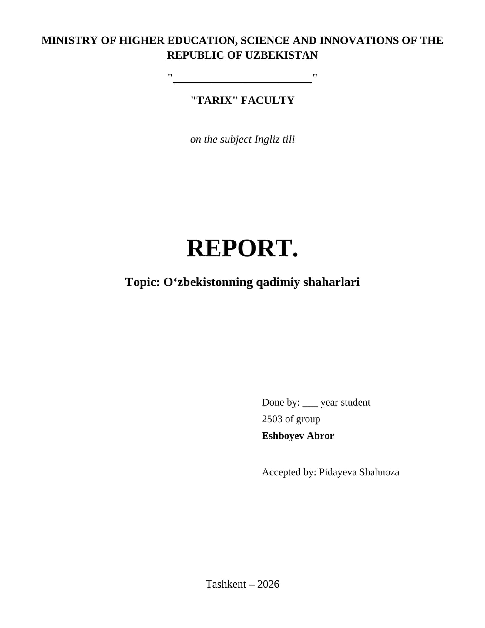 Oʻzbekistonning qadimiy shaharlari 1