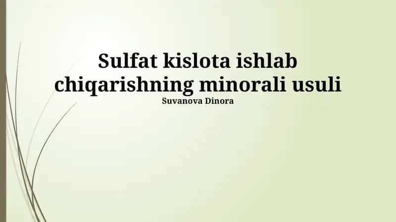 Oltingugurt kislotasi ishlab chiqarish 1