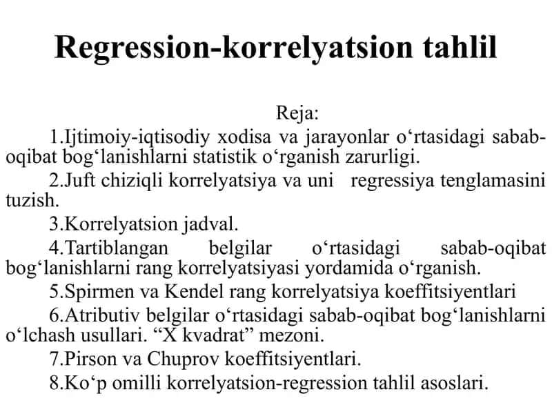 Regression-korrelyatsion tahlil 1