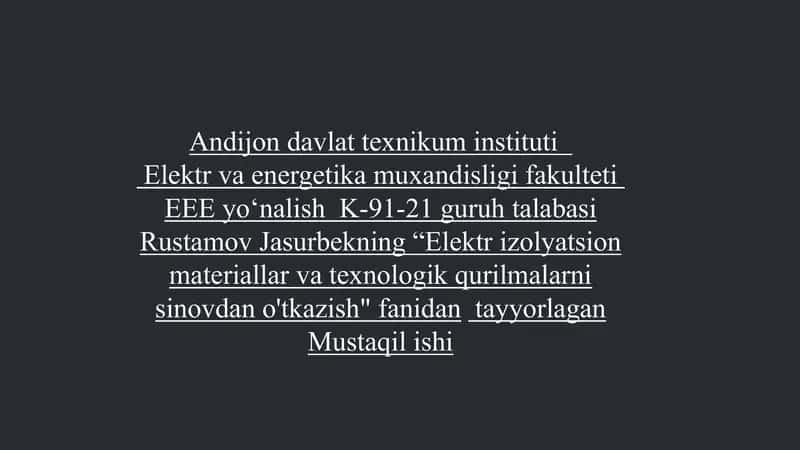 Keramika va Shisha Izolyatorlarning Kuchlanish Ostida Sinovi 1
