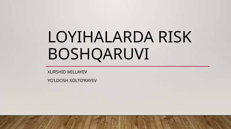 Loyihalar risk boshqaruvchi 1