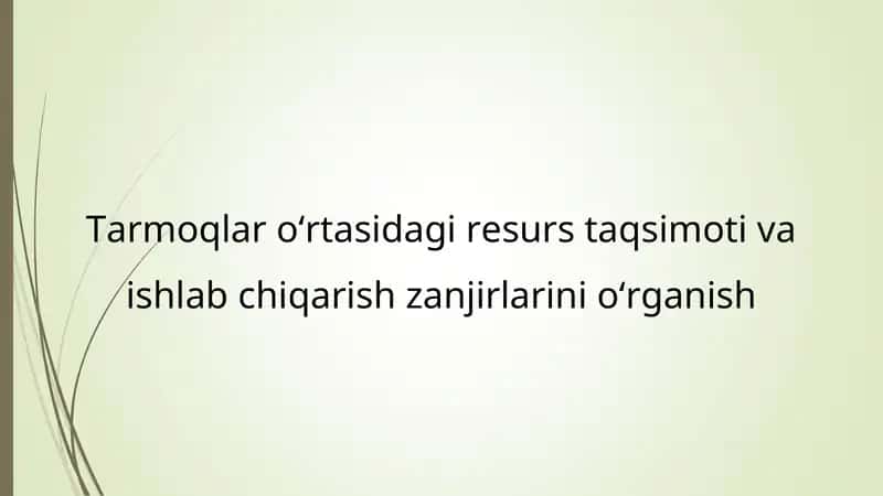 Tarmoqlar o‘rtasidagi resurs taqsimoti va ishlab chiqarish zanjirlarini o‘rganish 1