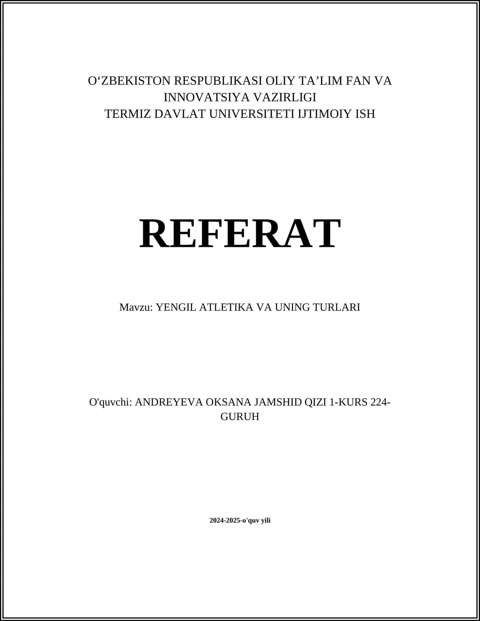 YENGIL ATLETIKA VA UNING TURLARI 1