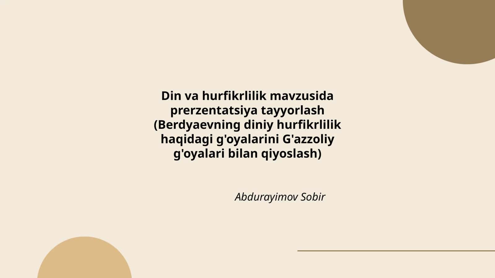 Din va hurfikrlilik mavzusida 1
