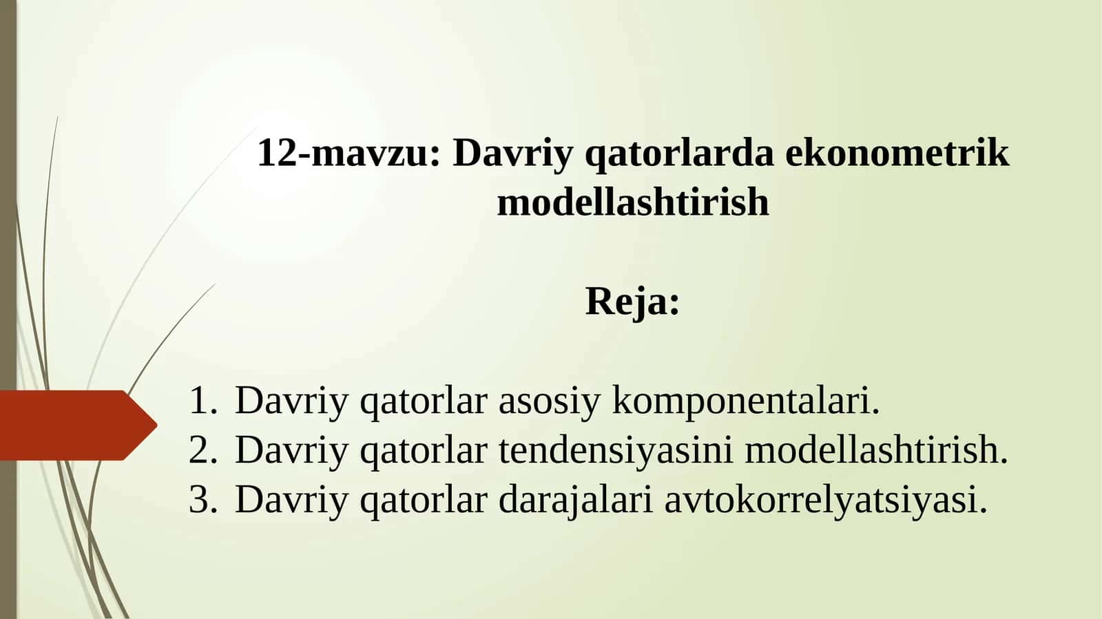 Davriy qatorlarda ekonometrik modellashtirish 1