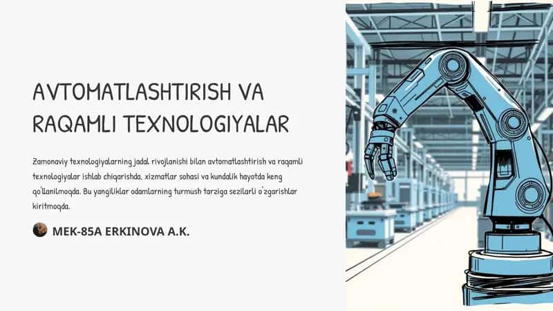 Avtomatlashtirish va yangi texnologiyalar. 1