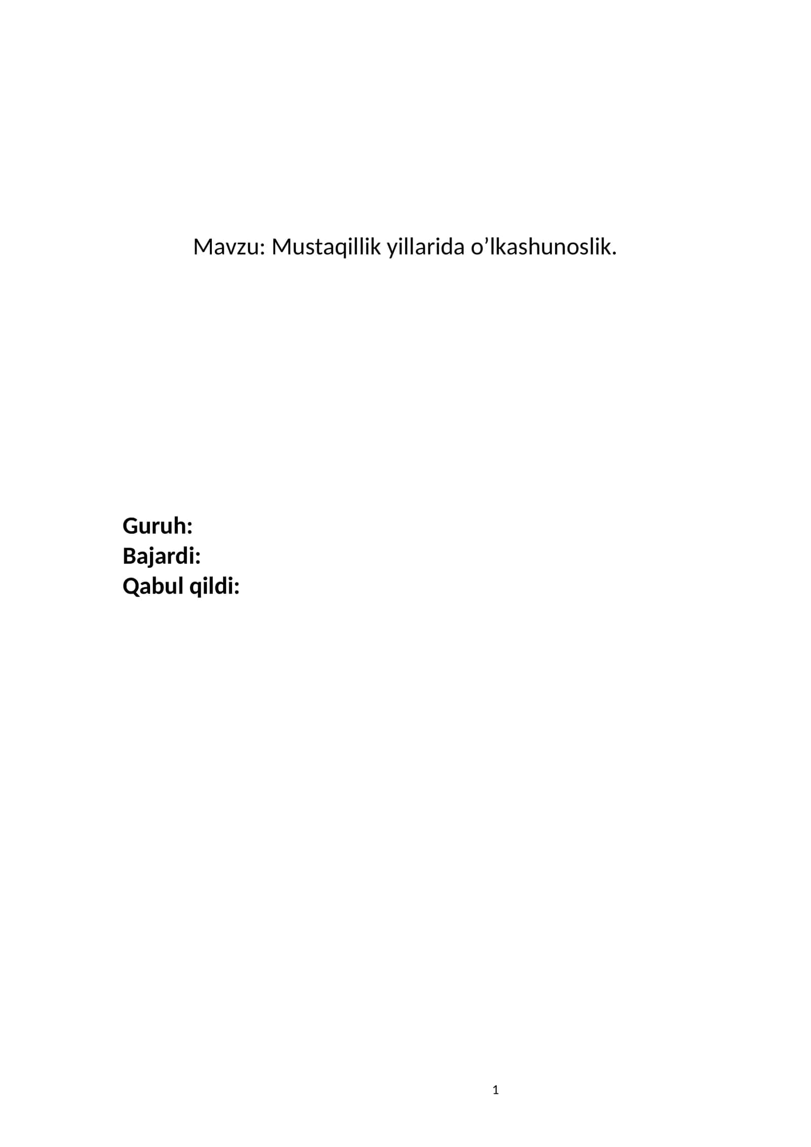 Mustaqillik yillarida o‘lkashunoslik 1