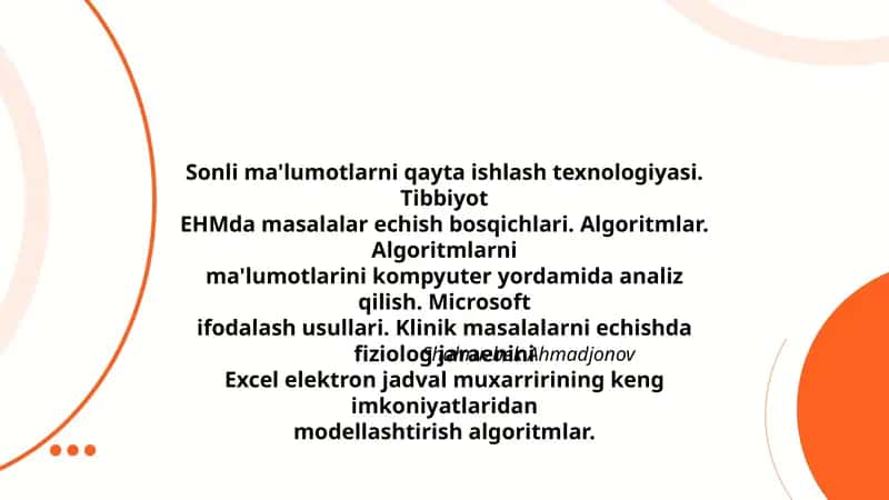 Sonli ma'lumotlarni qayta ishlash texnologiyasi 1