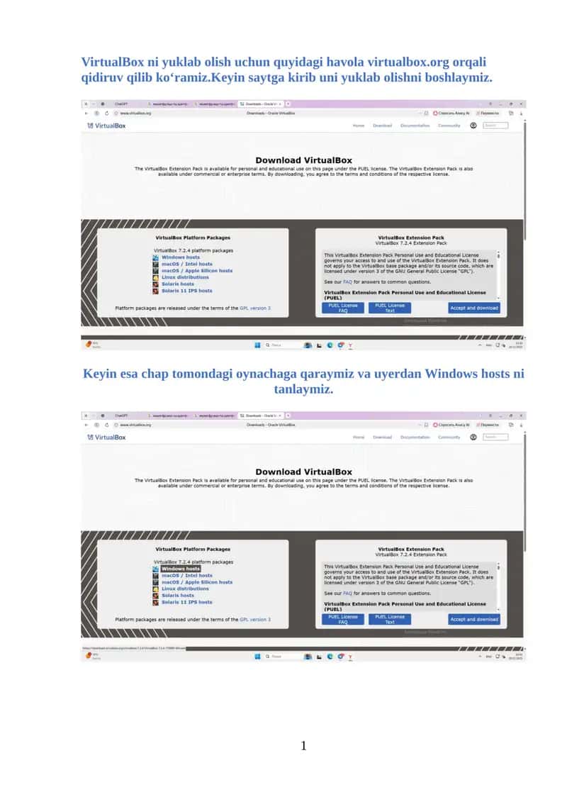 VirtualBox ni yuklab olish 1