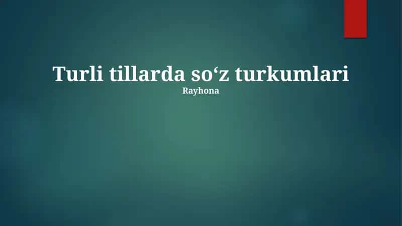 Turli tillarda soʻz turkumlari 1