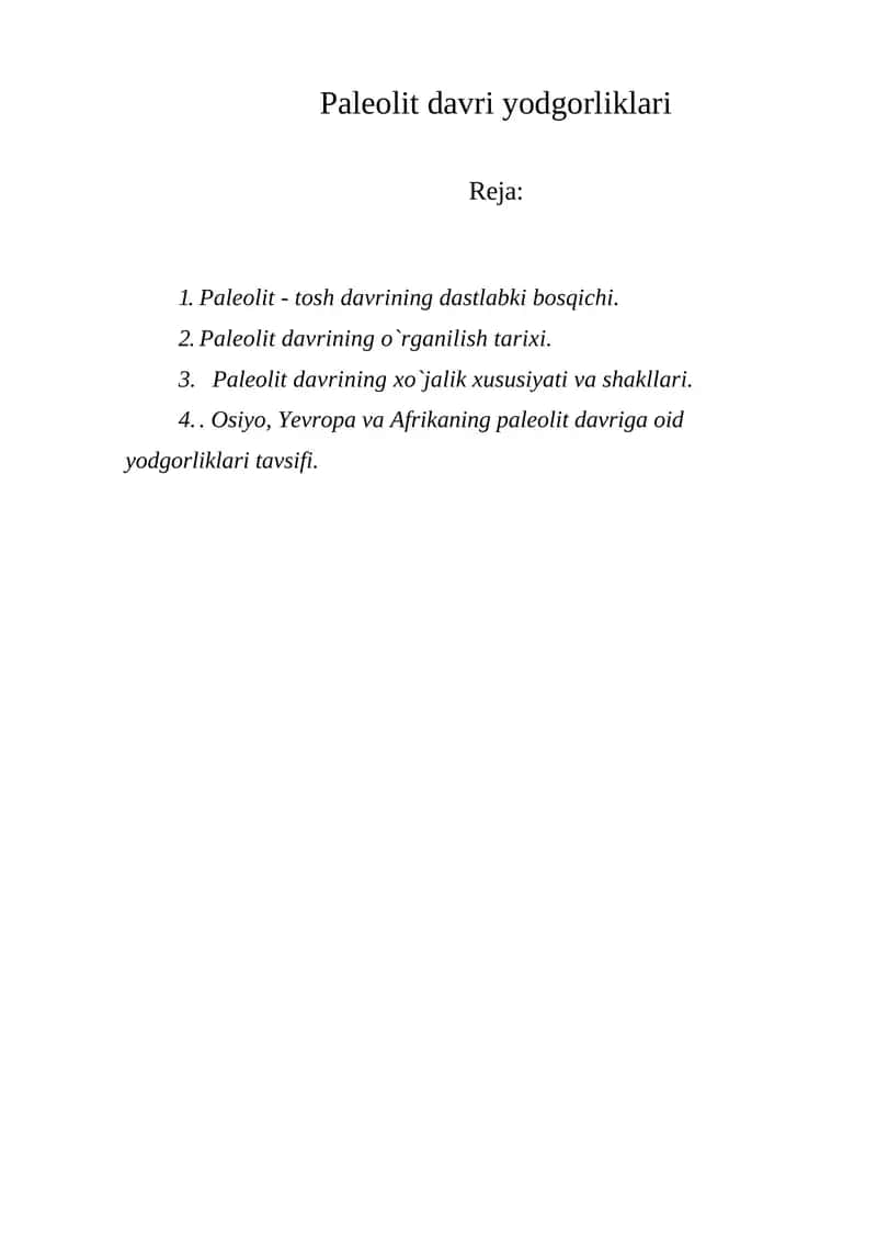 Paleolit davri yodgorliklari 1