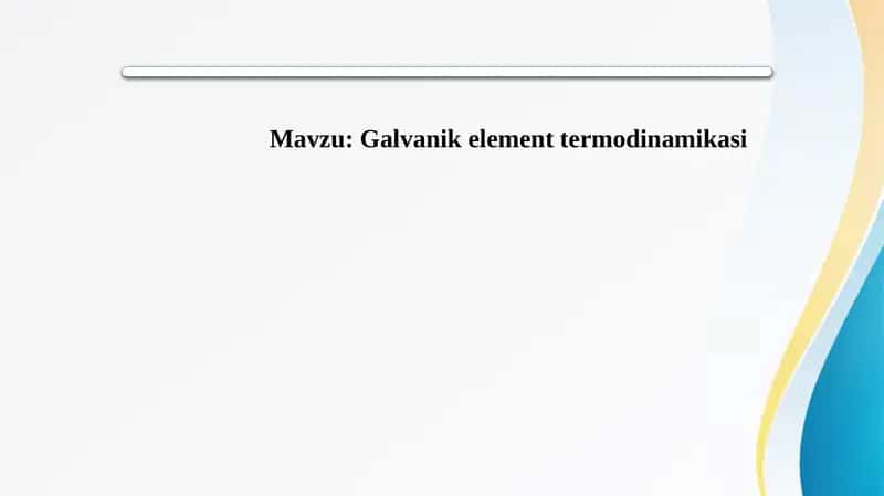 Galvanik element termodinamikasi 1