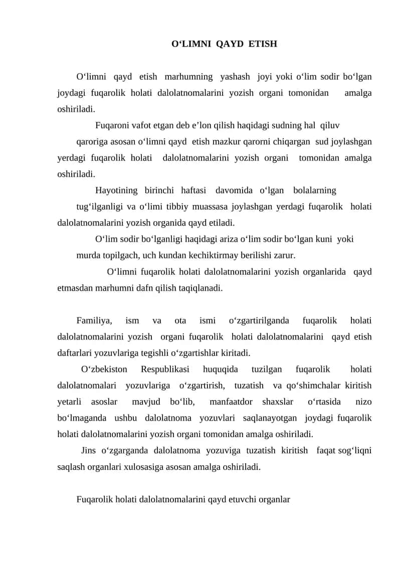 Fuqarolik holati dalolatnomalari yozish organi 1