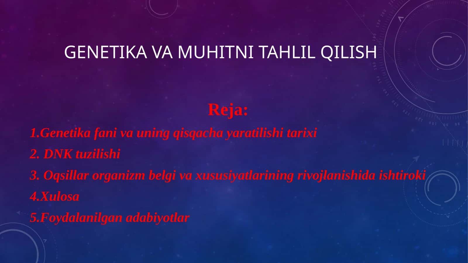 Genetika va muhitni tahlil qilish 1