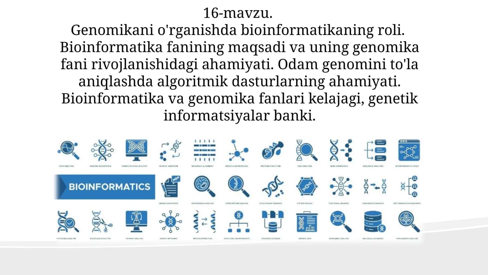 Genomikani o'rganishda bioinformatikaning roli 1