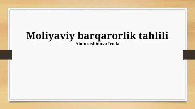 Moliyaviy barqarorlik tahlili 1