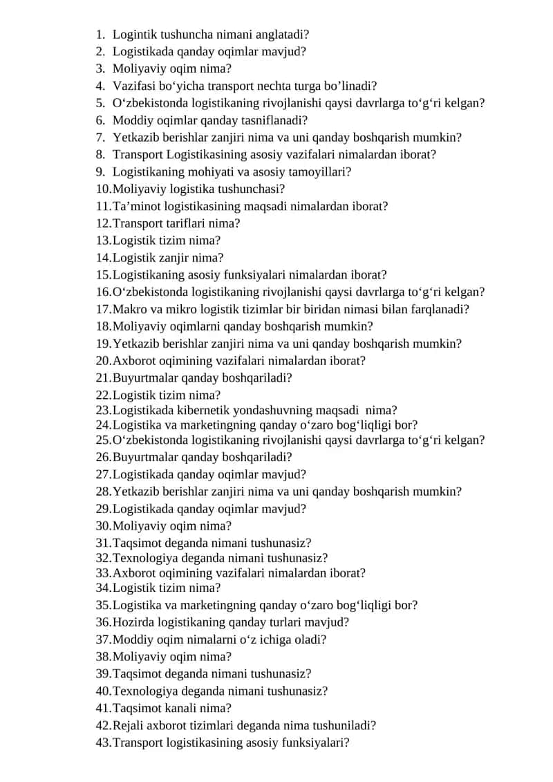 Logistika va transport 1