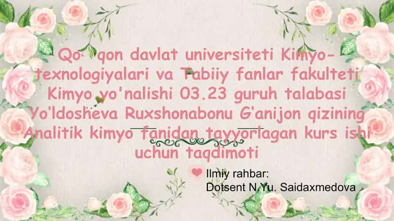 Analitik kimyo kursi 1