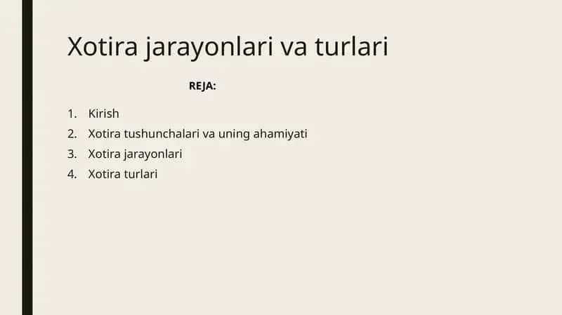 Xotira jarayonlari va turlari 1