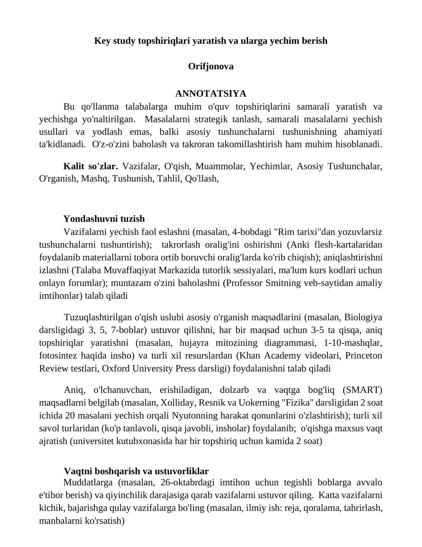 Yondashuvni tuzish 1