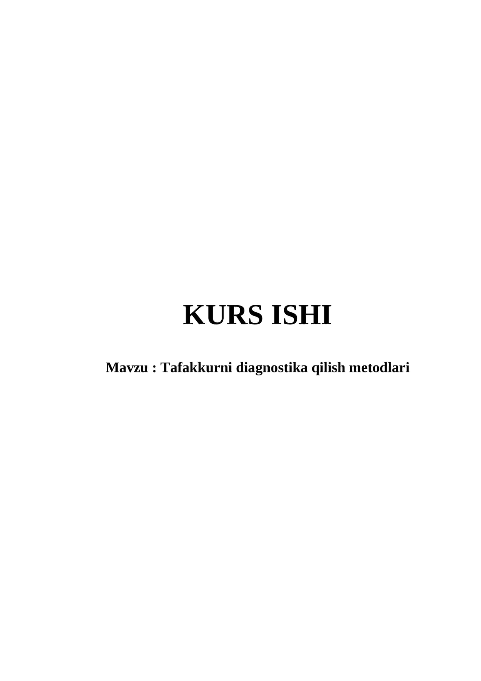 Tafakkurni diagnostika qilish metodlari kurs ishi 1