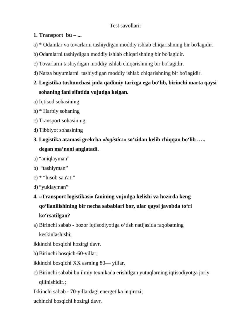 Transport logistikasi 1
