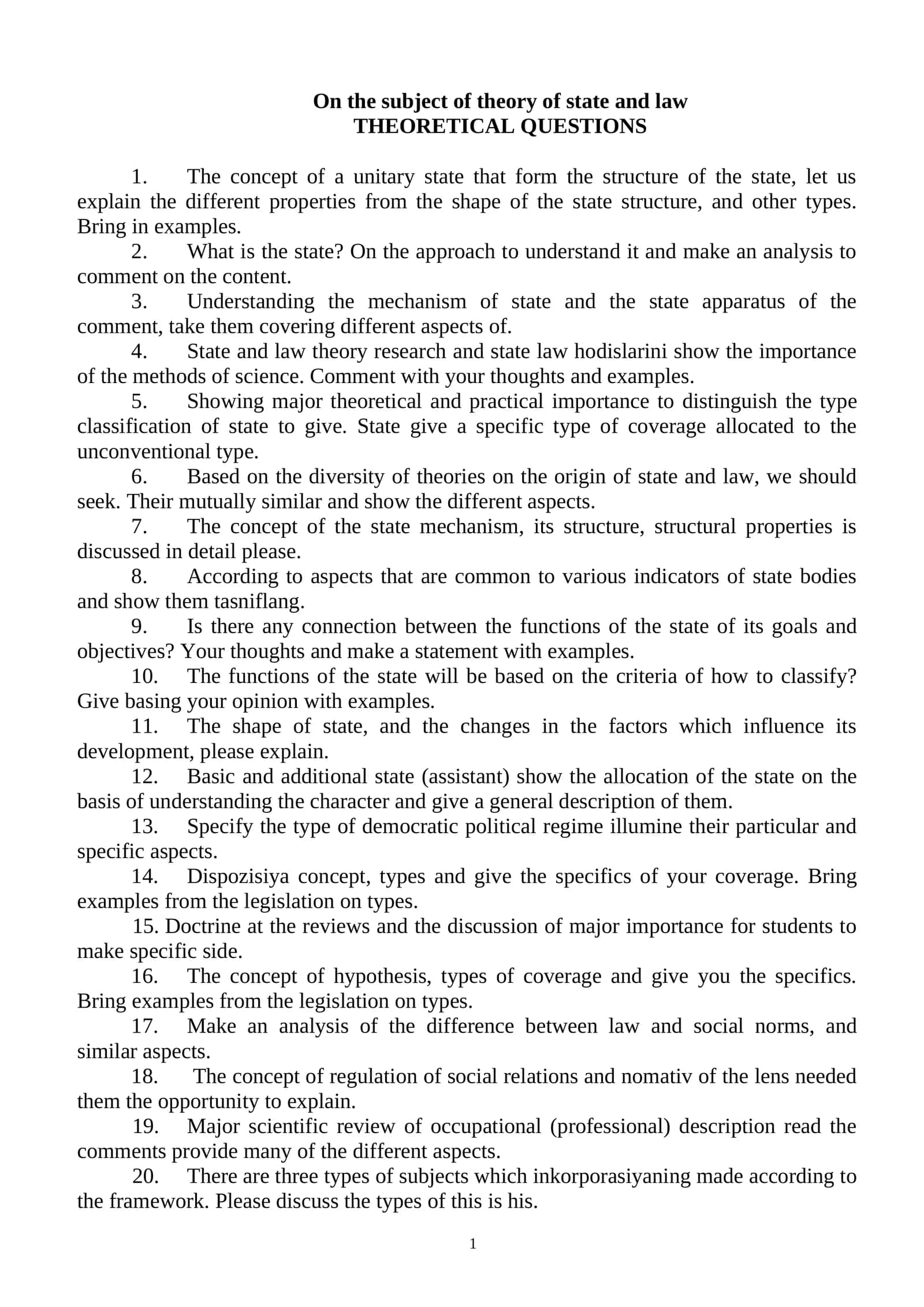 Theory of State and Law 1