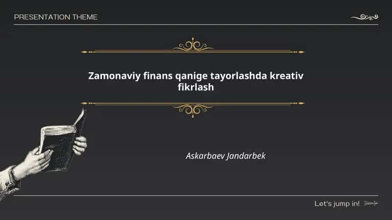 Zamonaviy finans qanige tayorlashda kreativ fikrlash 1
