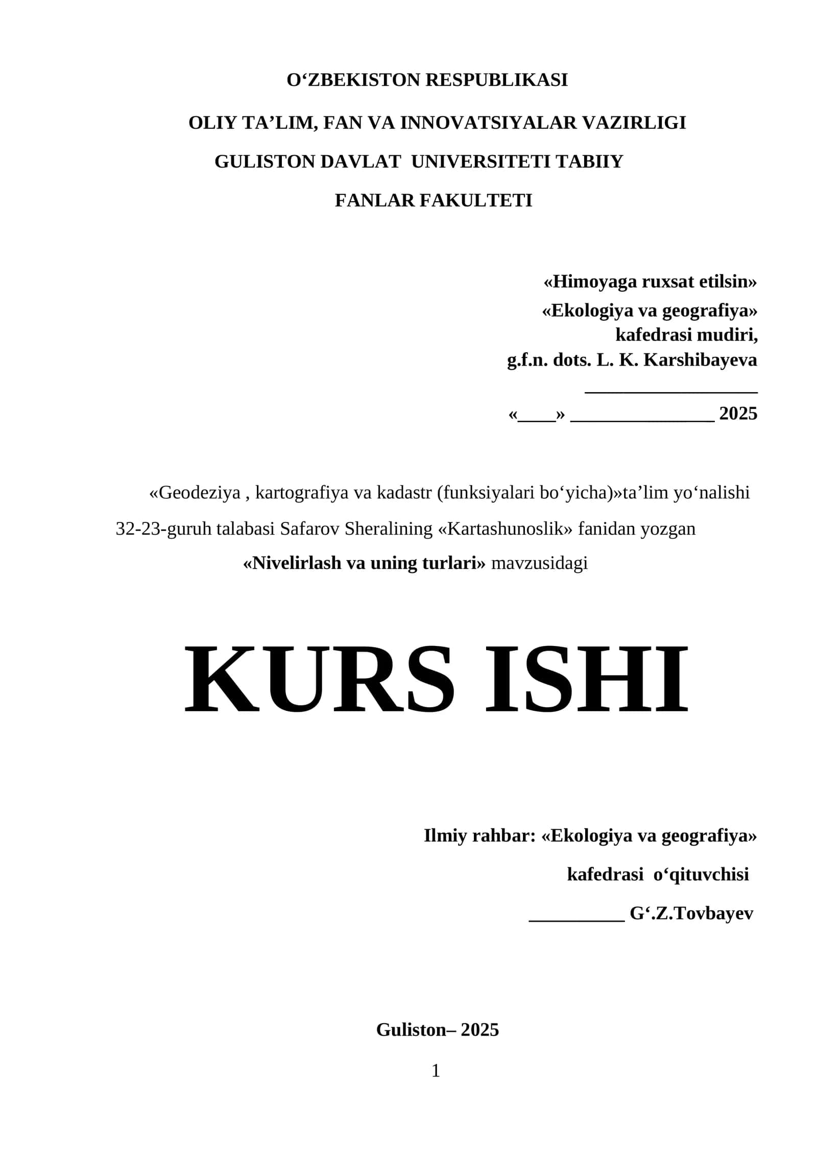 «Nivelirlash va uning turlari» 1