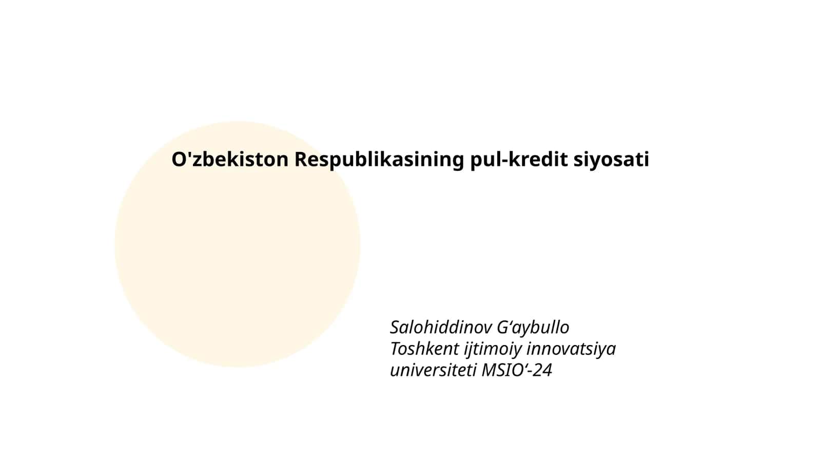 O'zbekiston Respublikasining pul-kredit siyosati 1