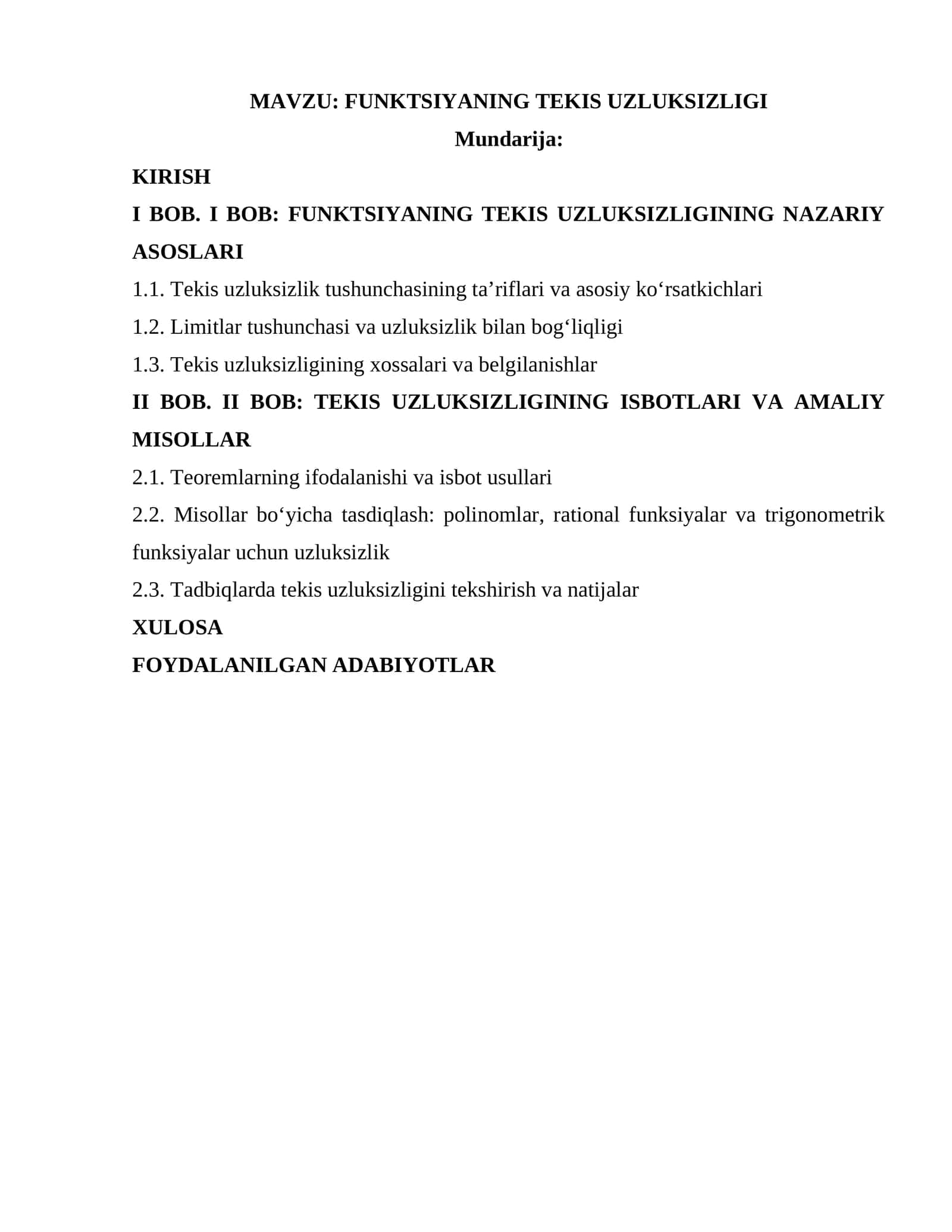 FUNKTSIYANING TEKIS UZLUKSIZLIGI 1