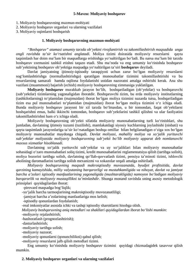 Moliyaviy boshqaruv 1