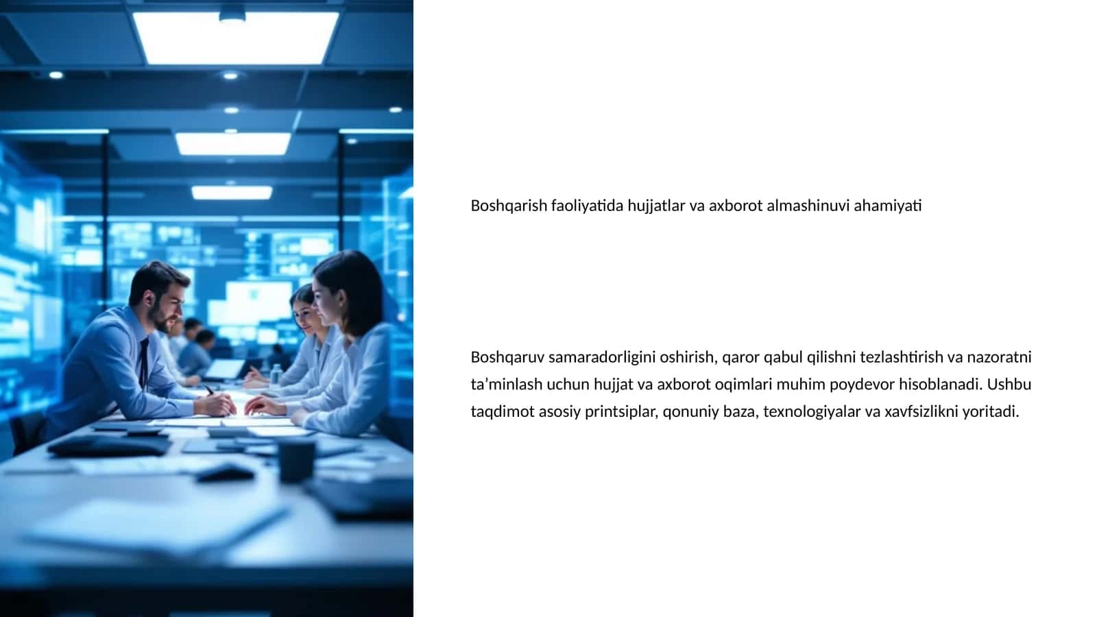 Boshqarish faoliyatida hujjatlar va axborot almashinuvi ahamiyati 1