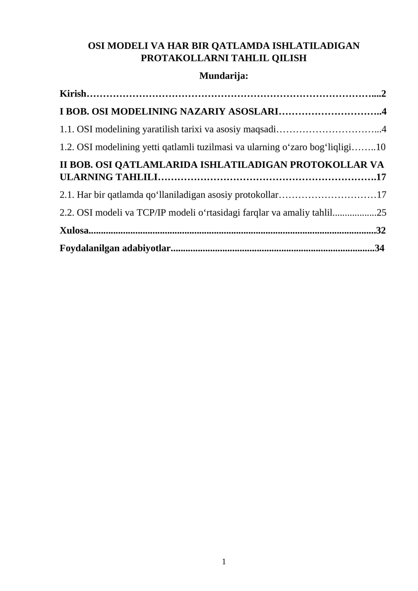 OSI MODELI VA HAR BIR QATLAMDA ISHLATILADIGAN PROTAKOLLARNI TAHLIL QILISH 1