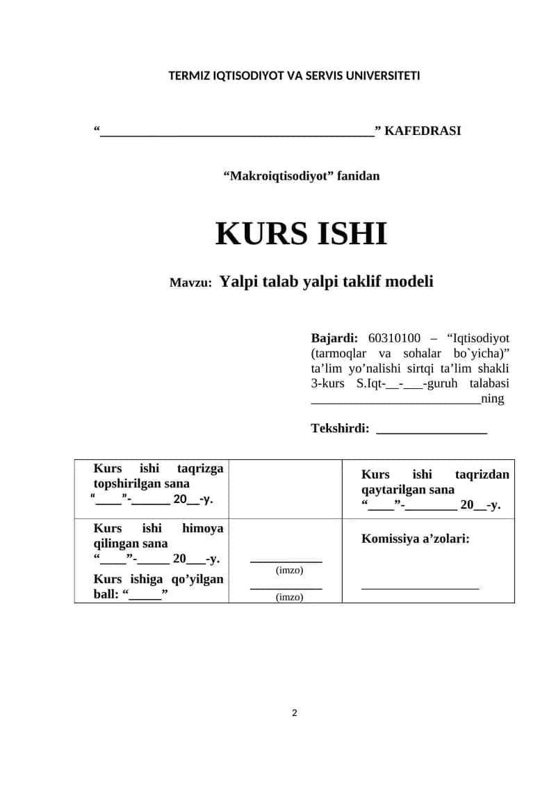 Yalpi talab yalpi taklif modeli 1