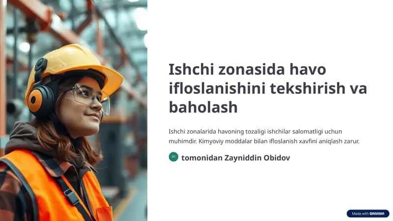 Ishchi zonasida havo ifloslanishini tekshirish va baholash 1