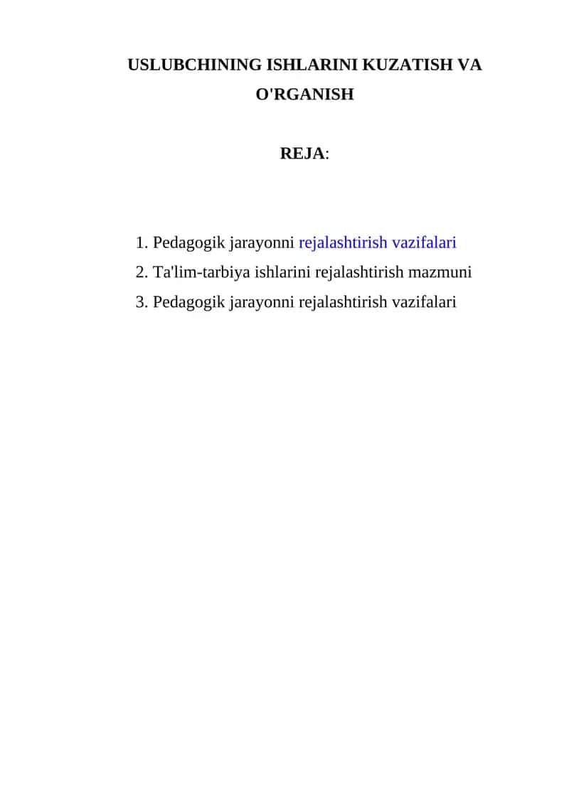 Pedagogik jarayonni rejalashtirish 1