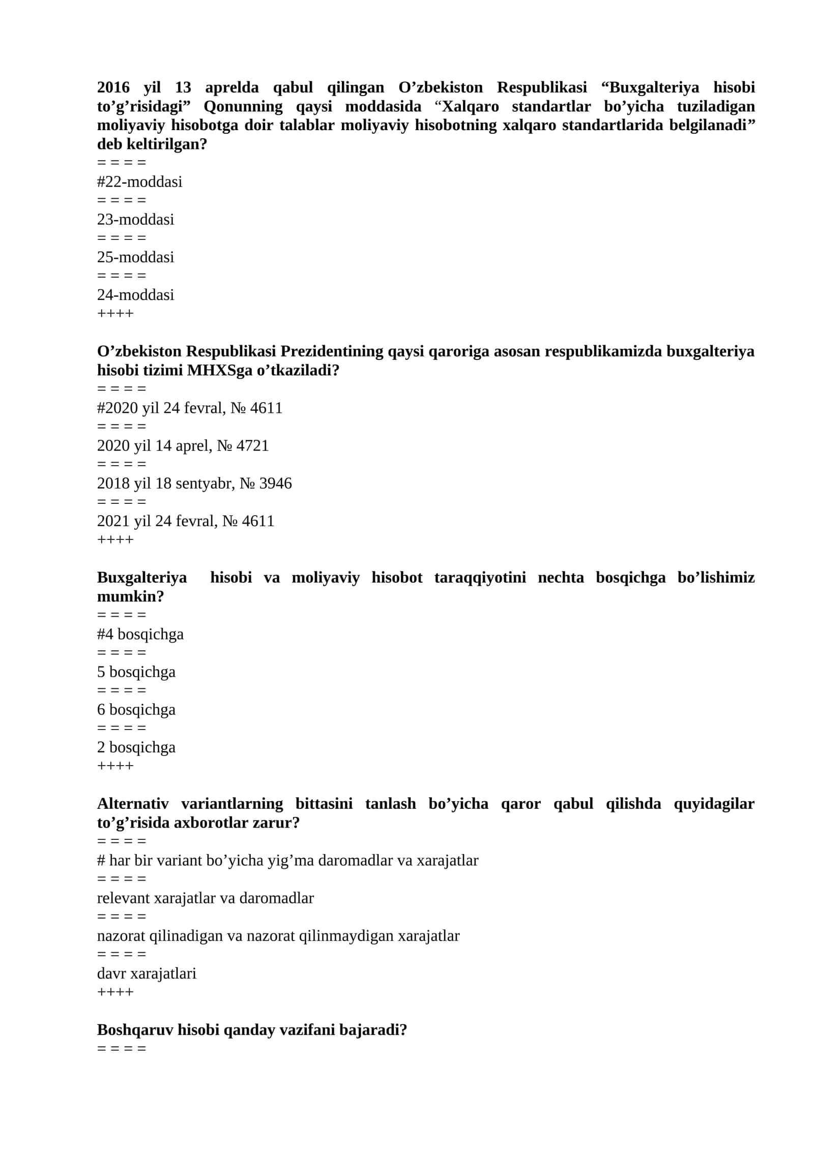Bоshqaruv hisоbi fanidan test 1