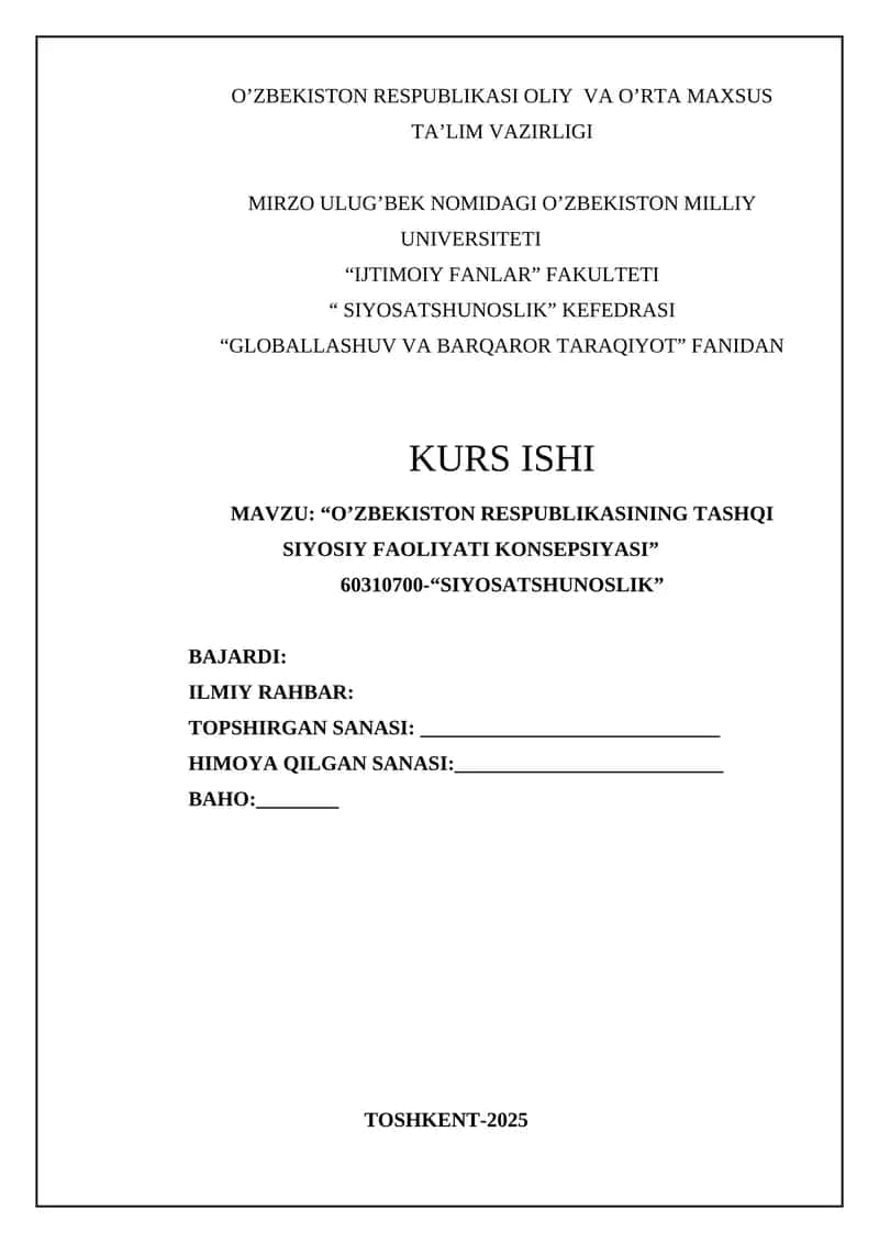 O’ZBEKISTON RESPUBLIKASINING TASHQI SIYOSIY FAOLIYATI KONSEPSIYASI 1