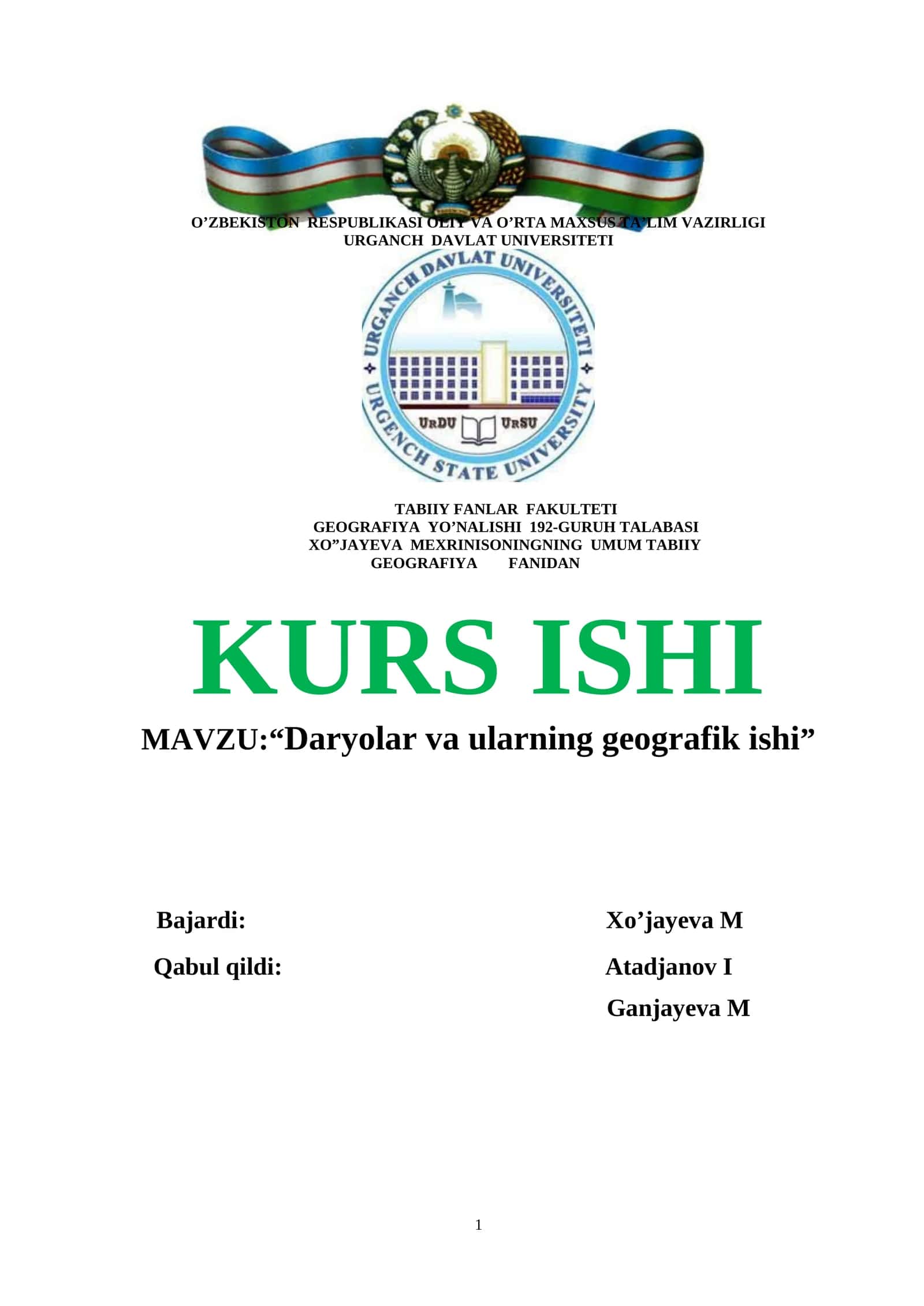 Daryolar va ularning geografik ishi 1