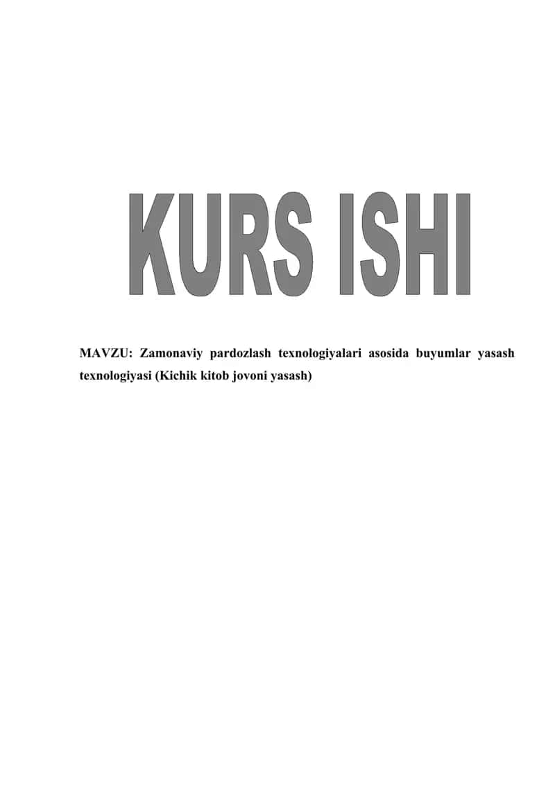 Metall buyumlar ishlab chiqarish texnologiyasi 1