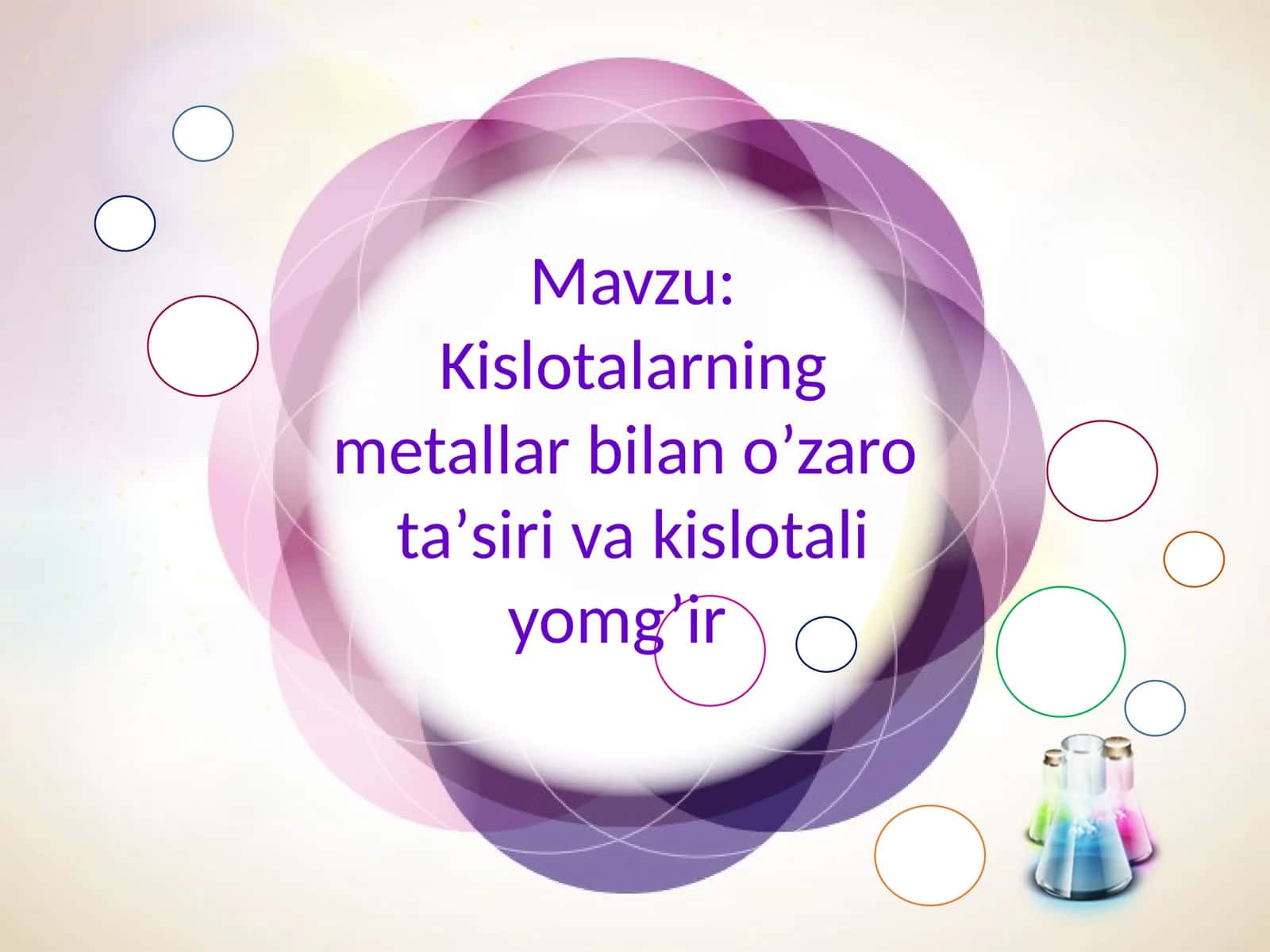 Kislotalarning metallar bilan o’zaro taʼsiri va kislotali yomg’ir 1