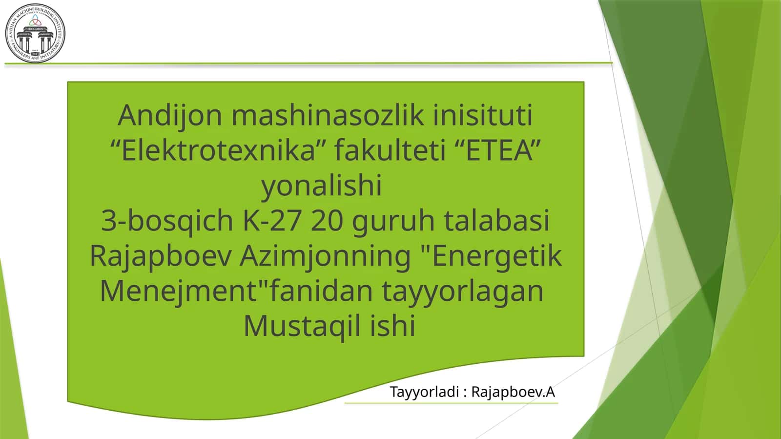 Past quvvatli sinxron dvigatelining energiya tejamkorligini tadqiq qilish 1
