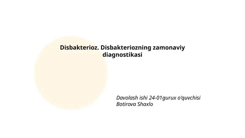 Disbakteriozning zamonaviy diagnostikasi 1