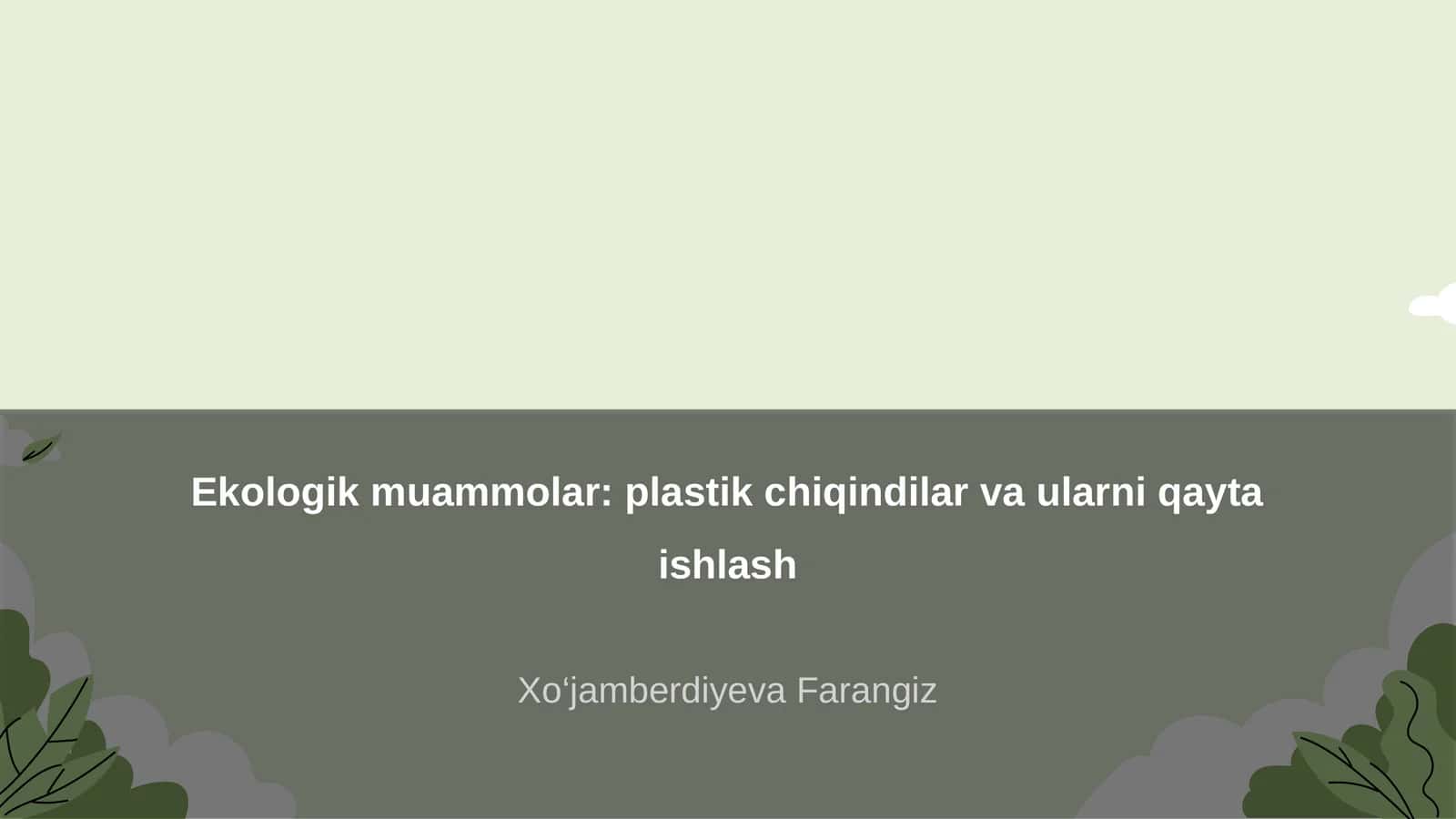 Ekologik muammolar: plastik chiqindilar va ularni qayta ishlash 1
