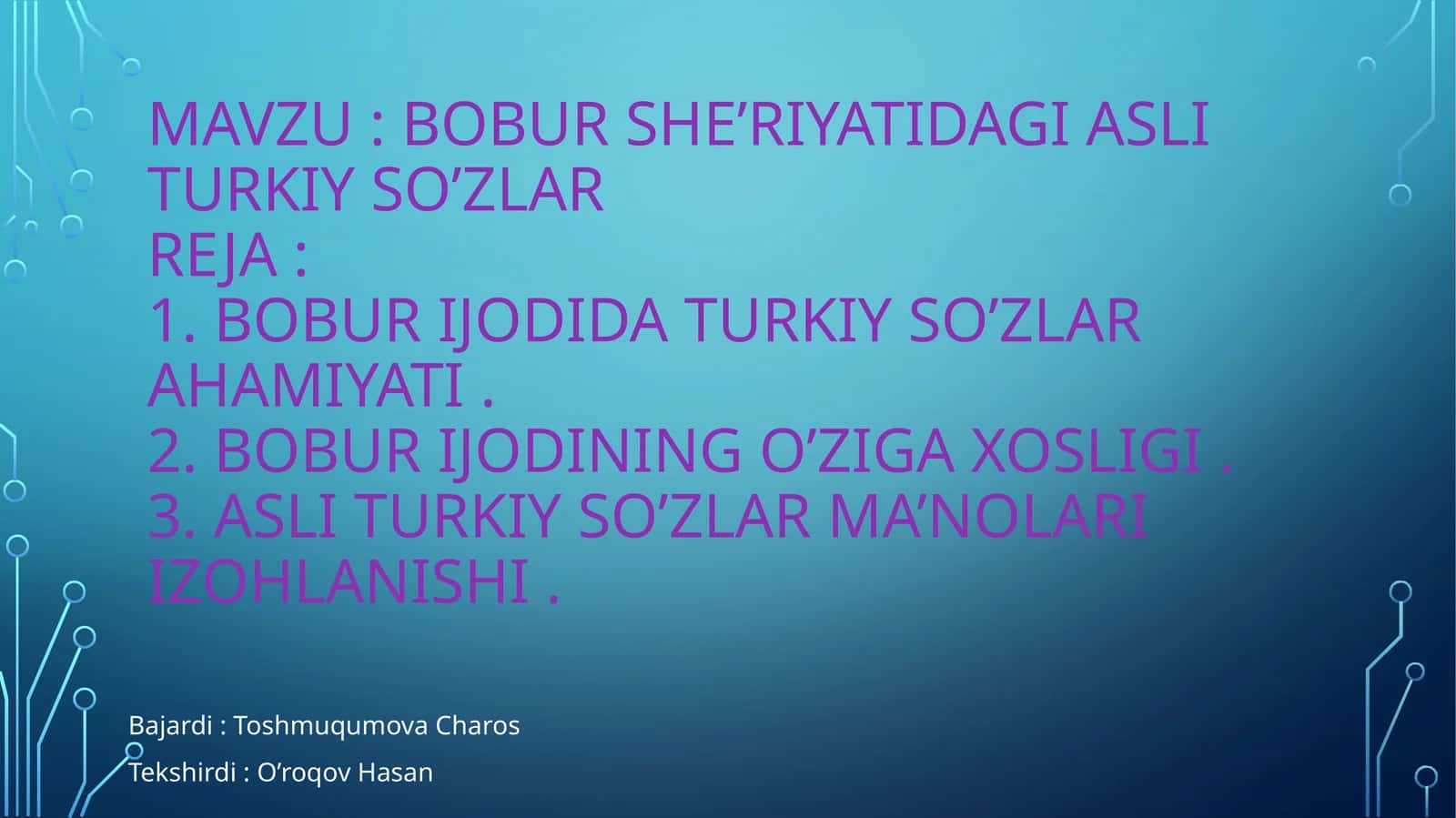 Bobur she’riyatidagi asli turkiy so’zlar 1